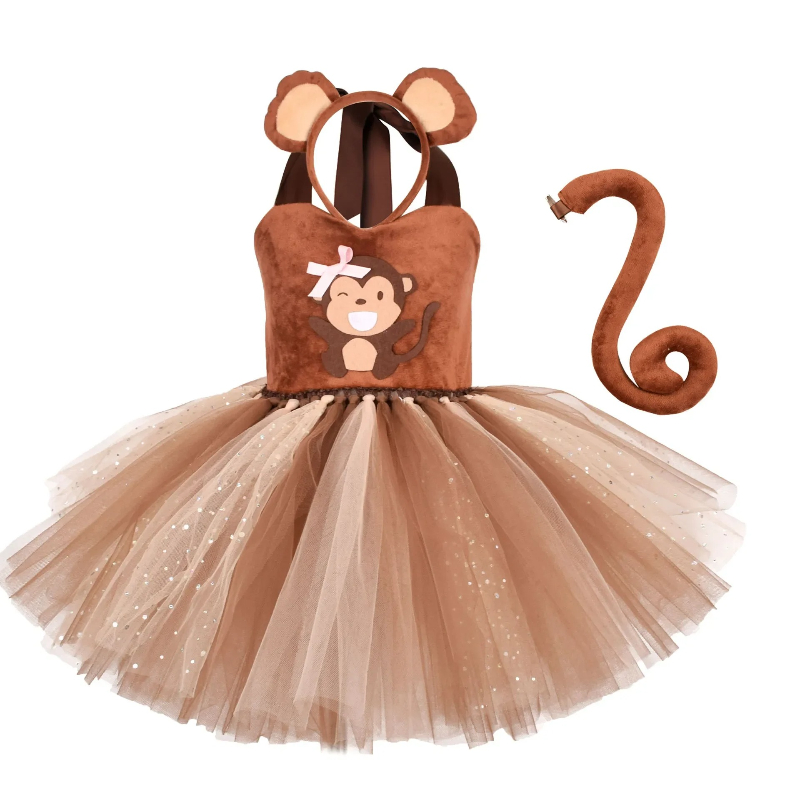 Baby Clothing Dresser - Macaco marrom tutu vestido para meninas